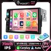 Podofo Autoradio 7 Pollici 1 Din, Lettore Multimediale MP5, Carplay Wireless, Android Auto, Mirror Link, Schermo Touch HD 1024*600, BT, Radio FM, USB, AUX, Screen Mirroring, Autoradio Universale, EQ,