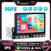 podofo Autoradio Podofo 7 Pollici 1 Din, Lettore Multimediale MP5 con Carplay Wireless, Android Auto, Mirror Link, Tasti Piano, Uscita Video, Schermo Sincronizzato, Lettore MP5 Universale per Auto, Schermo