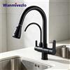 Wanmivezlo Rubinetto da Cucina con Doccetta Estraibile, Doppia Maniglia in Acciaio Inox, con Uscita per Acqua Potabile per Filtro Acqua