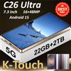 K-Touch Smartphone K-Touch C26 Ultra, Android 15, Display 7.3 Pollici, 16+48MP, 22GB+2TB, 7800mAh, 5G, Dual SIM, Sblocco Facciale, Telefoni Cellulari per Uomini e Donne, Idea Regalo