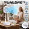LIPETY Ventilatore portatile pieghevole senza fili con telecomando, ventilatore da tavolo ricaricabile USB da 8000 mAh, 4 velocità del vento, funzionamento silenzioso, altezza regolabile, piccolo ventilatore