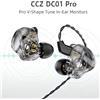 CCZ Auricolari IEM cablati CCZ DC01 Pro, monitor in-ear con singolo driver dinamico per bassi potenti, comodo gancio auricolare brevettato per gaming, musicisti, podcast e registrazione.