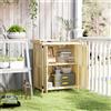 NONE Armadietto da Esterno, Casetta Porta Attrezzi con Ripiano, in Legno con 2 Ante per Giardino, Patio, Colore Legno