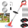 NONE Tagliaerba Senza Fili 21V 3 in 1 Tagliabordi Decespugliatore con 2 Batterie 1500mAh e 3 Lame, Leggero e Potente per Giardino - Ideale per Donne e Anziani