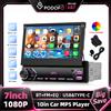 podofo Autoradio Podofo 1Din con Schermo Touch Retrattile da 7 Pollici, Supporto Mirror Link, Bluetooth, Radio FM con EQ, Ingresso USB, Porta Type-C, Lettore Multimediale per Auto