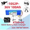 Pacco Batteria al Litio 18650 per Scooter Elettrico 36V 10S2P 100Ah, Batteria al Litio Li-ion 500W 36V