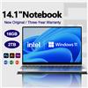 LenO NUOVO Laptop Ultra Sottile da 14.1" con 16GB RAM, 2TB SSD, Intel N3700, Windows 11 Pro, Notebook per Gaming, Display 1920*1080, Computer per Ufficio e Studio