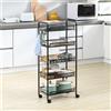 NONE Carrello da Cucina Salvaspazio a 5 Livelli con Cestini in Rete d'Acciaio, 45x26.5x cm, Nero