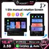 Podofo Autoradio 1 Din con Schermo Touch Capacitivo HD da 10.4 Pollici Rotabile Manualmente, Carplay Cablato, Android Auto, Bluetooth, FM, RDS, USB, Mirror Link