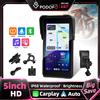 Podofo Display Smart per Moto con Schermo Verticale da 5 Pollici, Wireless Carplay Android Auto, Navigazione, Impermeabile IP68, Regolazione Luminosità BT, Monitor per Moto 12V, Multilingue, Monitor