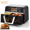 Patbrela Friggitrice ad Aria con Doppio Cestello da 10L, XXL Grande Friggitrice Senza Olio con Divisorio Rimovibile, Controllo Digitale, Finestra Trasparente, Friggitrice ad Aria Versatile per Arrostire,