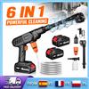 NONE Idropulitrice Senza Fili ad Alta Pressione, Pistola Portatile per Lavaggio Auto con Ugello Rotante 6-in-1 da 25 Bar, Pulitore a Litio Autoadescante con Tubo Filtro da 5M per Auto e Irrigazione