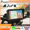 Podofo Lettore Multimediale Intelligente per Moto da 5 Pollici, Impermeabile IP68, con CarPlay Wireless e Android Auto, Sistema di Monitoraggio Pressione Pneumatici TPMS Integrato, Display Audio