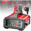 NONE Caricabatterie Automatico per Auto 25A/15A 12V/24V con Riparazione a Impulsi Intelligente per Batterie AGM/Al Piombo a Liquido con Booster Auto e Ricarica a 8 Fasi