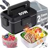 NONE Scaldavivande Elettrico Portatile 80W a Riscaldamento Rapido 2.5L, 3 in 1 12V/24V per Auto e 220V per Casa, Contenitore Riscaldante per Alimenti con Vassoio in Acciaio Inox, Borsa Termica e Utensili