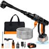 DayPlus Idropulitrice a batteria 6 in 1, idropulitrice portatile da 290 PSI/20 Bar con batteria da 3000 mAh, idropulitrice a batteria da 21 V con ugello regolabile, 3 livelli di pressione, tubo da 5 m per