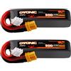 OVONIC Batteria LiHV OVONIC 2S 500mAh 7.6V 120C Softcase con Connettore XT30 per Auto e Camion RC, Buggy, Truggy - Confezione da 2/4 Pezzi