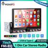 Podofo Autoradio 7'' 1Din con Mirror Link, Lettore Multimediale USB Bluetooth FM, Retroilluminazione Colorata, EQ Audio, Controllo al Volante, Lettore MP5