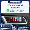 AUTOTOP Autoradio con sistema Linux, CarPlay wireless e Android Auto da 8,8 pollici per Audi A4 B8 2009 2010 2011 2012, touchscreen multimediale stereo.