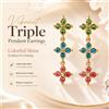 NONE Orecchini Pendenti Geometrici Tripli, Design Vivace Multicolore, Leggeri e alla Moda, Regalo per Donne per Occasioni di Appuntamento