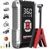 BRPOM Avviatore di Emergenza 6-in-1 da 26800mAh, Picco 8000A per Avviamento di Emergenza + Compressore d'Aria per Pneumatici 150PSI + Luce LED, Strumento di Emergenza Portatile Multifunzionale
