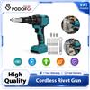 NONE Podofo 21V Pistola Rivettatrice Automatica Senza Fili Brushless con Luce LED, Kit Utensili Elettrici per Rivetti in Alluminio 3/16" 5/32" 1/8", Strumento Portatile per Rivettatura