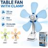 NONE Mini Ventilatore da Tavolo 9W con Morsetto, Pale da 32cm, Inclinazione Regolabile, Silenzioso, per Camera da Letto, Ufficio e Casa
