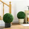 NONE Set di 2 Piante Finte Sfera di Bosso Ø 50cm, Decorazione per Interni ed Esterni, Verde