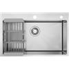 CECIPA max Lavello da cucina in acciaio inox 70 × 45 cm, 1 vasca con cestello di scolo, superficie robusta, resistente all'usura e facile da pulire