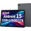Paitanry Nuovo Tablet PC Android 15 da 11 Pollici 2026, Unisoc T606 Octa-Core, 12GB (6+6 RAM Virtuale) + 128GB ROM (Espandibile a 1TB), Batteria da 8000mAh, Fotocamera Frontale 2MP + Posteriore 13MP, Dual