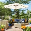 NONE Ombrellone da Giardino 2.5x2.3 m con 6 Stecche, in Legno e Poliestere, Bianco Crema