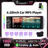 Podofo Autoradio Universale MP5 da 6,28 Pollici 1 Din con Carplay Wireless, Android Auto, Mirror Link, Schermo Touch HD 1280*452, BT, USB, AUX, EQ, Lettore Multimediale, Controllo al Volante, Supporto