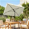 NONE Ombrellone da Giardino Rettangolare 2x m con Inclinazione Regolabile e Palo in Alluminio, Beige e Nero