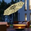 NONE Ombrellone da Giardino Inclinabile Ø 265 cm con 32 Luci LED Solari e Manovella, Beige