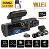 BCUOZ Dash Cam a Doppia Lente 1080P con Connettività WiFi, Anteriore 1080P + Interno 720P, Visione Notturna Superiore, Schermo Diviso da 3,16', Sensore G, Monitoraggio Parcheggio 24H, Registrazione in