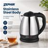 NONE ZEPHIR ZHC91 Bollitore Elettrico 1.2L 1400W in Acciaio Inox con Spegnimento Automatico e Indicatore Luminoso Compatto
