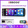 ESSGOO Autoradio universale 1 DIN da 6,36 pollici con lettore MP5 WinCE, Carplay wireless, Android Auto, USB/Type-C, FM, vivavoce, controllo al volante, touchscreen, Bluetooth e manopola.