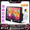 podofo Autoradio Podofo 7 Pollici 1 Din con Lettore MP5, Carplay Cablato, Android Auto, Mirror Link, Controllo al Volante, Radio FM, EQ, USB Type-C, BT, Supporto Telecamera Posteriore, Stereo Multimediale