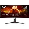 AOC G2 CU34G2XP Monitor PC 86,4 cm (34") 3440 x 1440 Pixel UltraWide Quad HD LED Nero, Rosso [CU34G2XP/BK]
