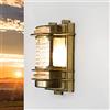 Licht-Erlebnisse Applique Gracia per esterni in ottone stile nautico H:22 cm retrò antica antiruggine IP64 E27 ideale per giardino, cortile, vialetto