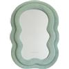 Flamingueo Specchio da Parete - Cornice Tessuto Teddy - Forma Irregolare - Specchio Ondulato - Decorazioni Casa - Verde - 70 x 50 x 4 cm
