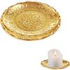 TUYOBG Portacandele Dorato Design Floreale Vassoio Per Candele Rotondo Metallo
