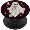 Cute Ghost Halloween Carino fantasma Halloween fiocco rosa luna PopSockets PopGrip Adesivo