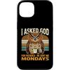 Monday Owl Christian Coffee Humor Custodia per iPhone 13 Ho chiesto a Dio per pazienza mi ha mandato lunedì gufo