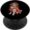 Merry Christmas Wrap Ribbon Bow Stars Xm Carta da regalo con pastore australiano australiano a forma di bastoncino di zucchero PopSockets PopGrip Adesivo