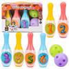 Obelunrp Set da Bowling per Bambini, 6 Birilli da Bowling in plastica e 2 Palline, Gioco Sportivo al Coperto per Bambini e Giochi in Famiglia, DecoracióN al AIRE Libre