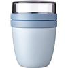 Mepal - Contenitore per il Pranzo Ellipse Mini - Scoparti Separati per Yogurt e Muesli - Adatto per il Freezer, il Microonde e la Lavastoviglie - 300 ml + 120 ml - Nordic Blue