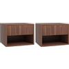 HOMCOM Set 2 Comodini Sospesi con Cassetto e Ripiano Inferiore Aperto, in Legno, 40x34x29 cm, Marrone
