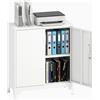 HOMCOM Armadio da ufficio in metallo, porte chiudibili, cassettiera da ufficio, design a 2 livelli, Bianco | Aosom Italy