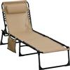 Outsunny Sdraio da Giardino Pieghevole con Schienale Reclinabile su 5 Posizioni e Cuscino, 185x58x30cm, Beige | Aosom Italy